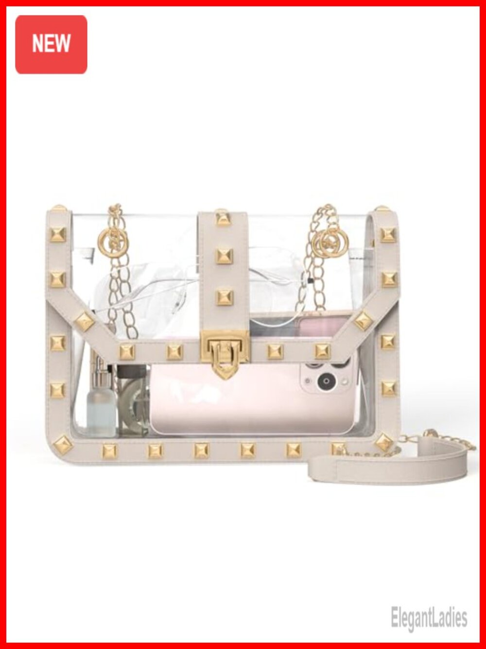 Clear Crossbody Bag PVC Chain Strap Stadium Approved Concert Purse